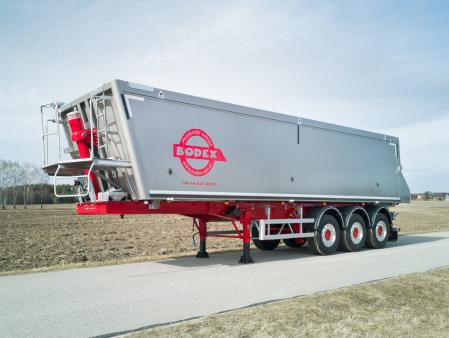 Naczepa wywrotka aluminiowa z ramą stalową - mulda panelowa z klapą