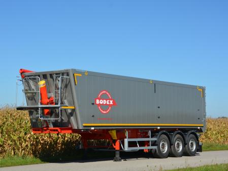 Naczepa wywrotka aluminiowa z ramą stalową - mulda panelowa z klapo-drzwiami