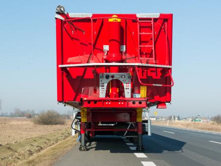 Naczepa wywrotka aluminiowa z ramą stalową - mulda panelowa z klapo-drzwiami
