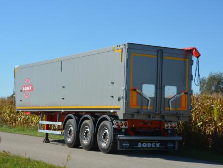 Naczepa wywrotka aluminiowa z ramą stalową - mulda panelowa z klapo-drzwiami