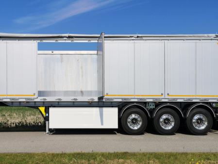 Naczepa wywrotka aluminiowa z ramą stalową - mulda aluminiowa ze składanymi drzwiami bocznymi